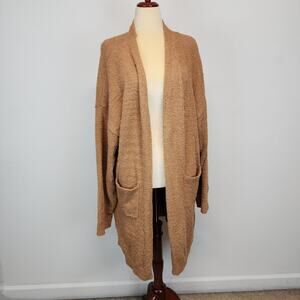 Heyson Terry Chenille Duster Cardigan Size 2X Brown Long Sleeve Soft Neutral